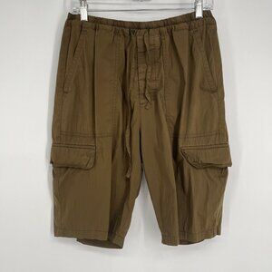 Vince Men's Olive Green Cargo Shorts With Drawstring & Multiple Pockets Size Med